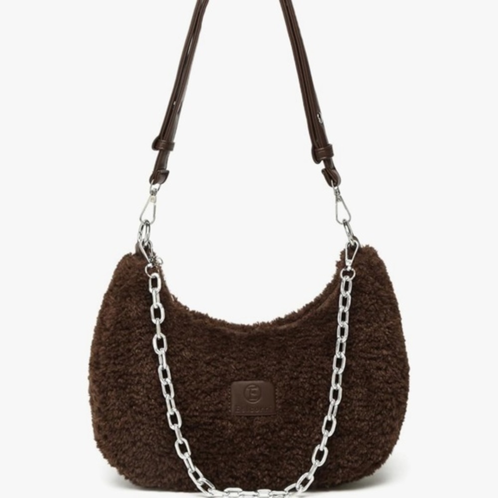 Brown Faux Fur Shoulder Bag - Picture 1 of 3
